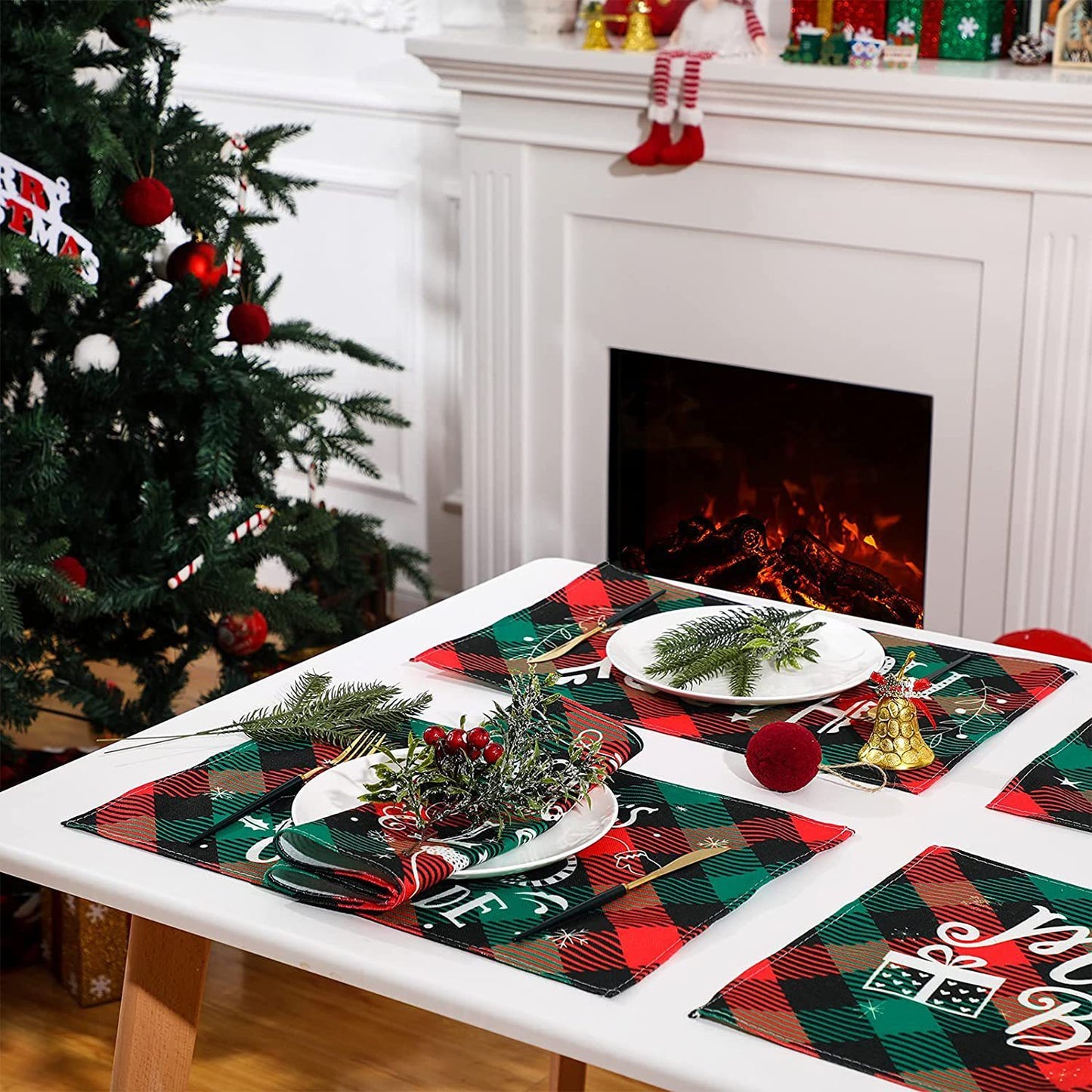 Christmas Series Cotton And Linen Placemat Dining Table