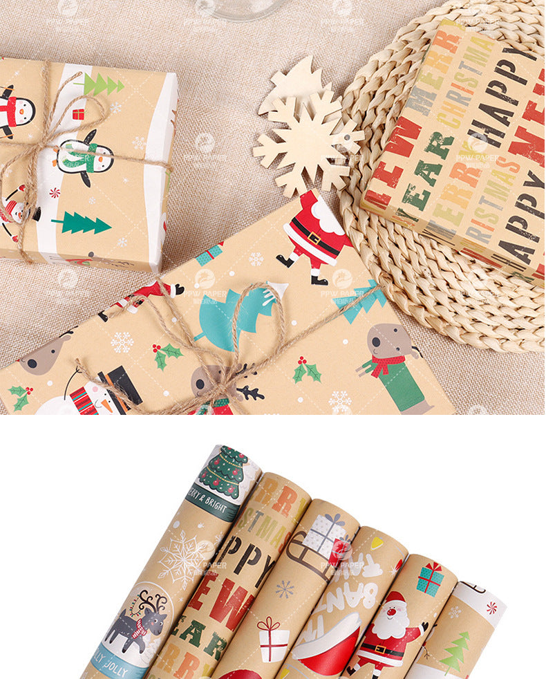 6pcs Christmas Gifts Gift Wrapping Paper Christmas Gifts Decoration Gift Paper Elk Snowflake Gift Packaging Box Wrapping