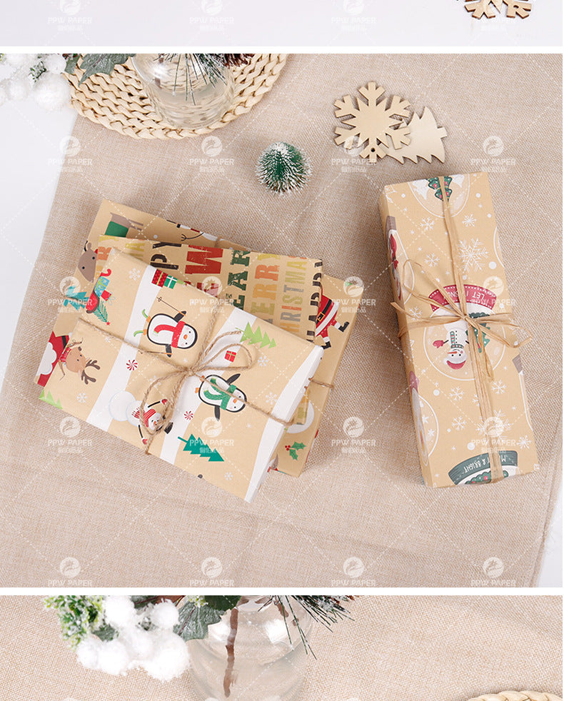 6pcs Christmas Gifts Gift Wrapping Paper Christmas Gifts Decoration Gift Paper Elk Snowflake Gift Packaging Box Wrapping