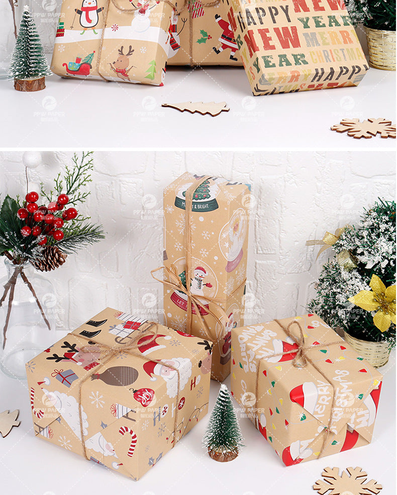 6pcs Christmas Gifts Gift Wrapping Paper Christmas Gifts Decoration Gift Paper Elk Snowflake Gift Packaging Box Wrapping