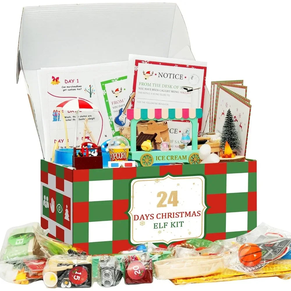 24-Day Christmas Elf Adventure Kit 2024 with 24 Days Christmas Elf Scenes Ideas