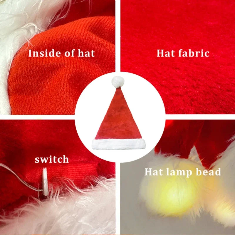 Christmas Hat LED Light Plush Decoration! P