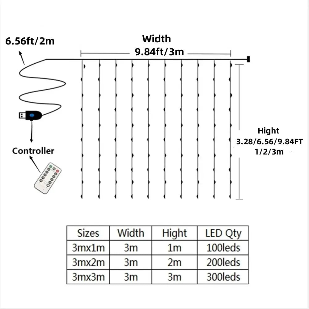 LED Curtain Lights Christmas Garland