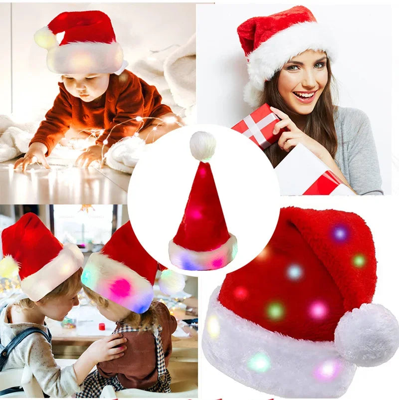 Christmas Hat LED Light Plush Decoration! P