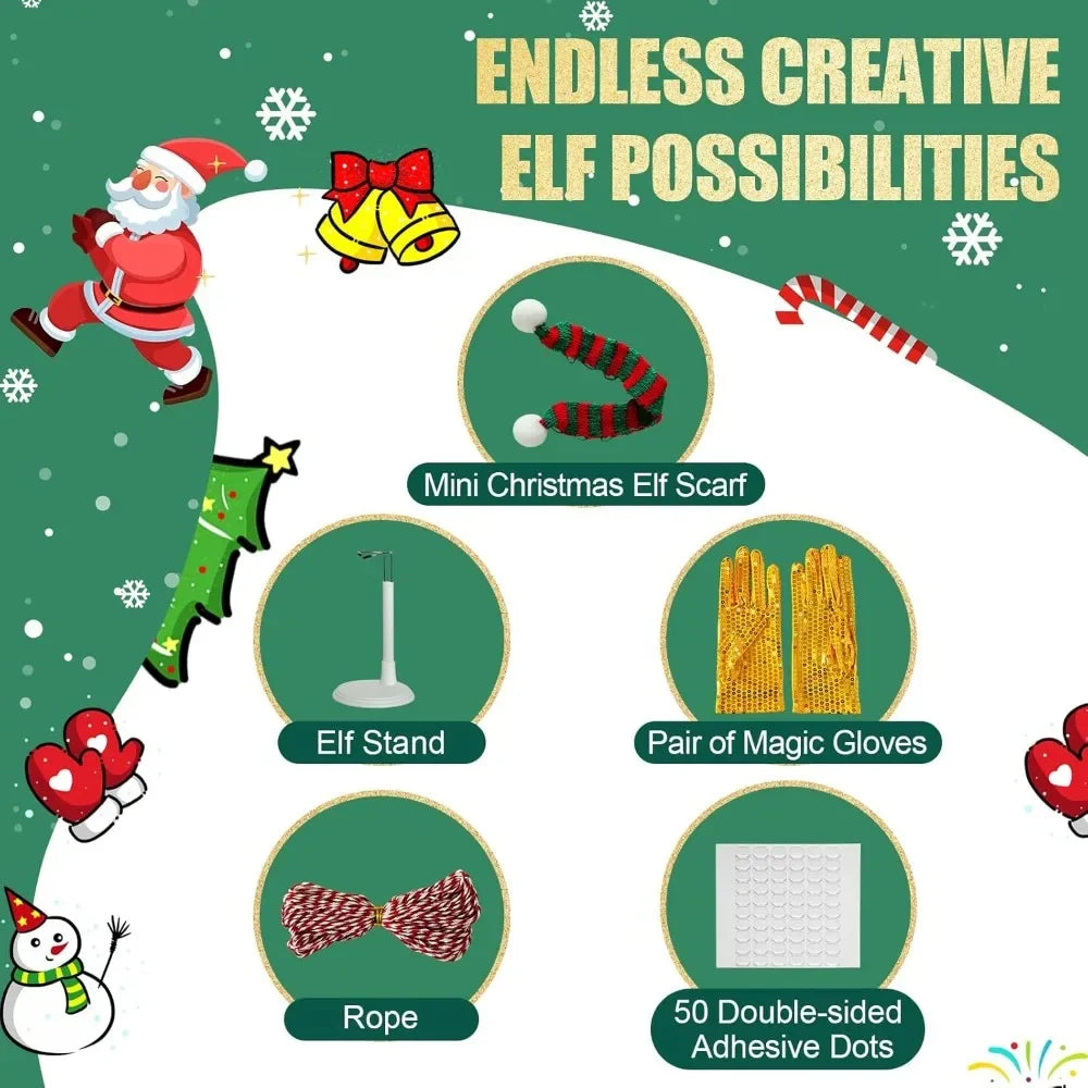 24-Day Christmas Elf Adventure Kit 2024 with 24 Days Christmas Elf Scenes Ideas