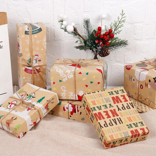 6pcs Christmas Gifts Gift Wrapping Paper Christmas Gifts Decoration Gift Paper Elk Snowflake Gift Packaging Box Wrapping