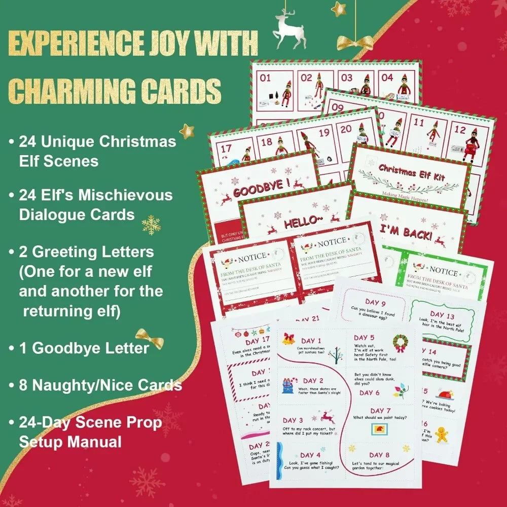 24-Day Christmas Elf Adventure Kit 2024 with 24 Days Christmas Elf Scenes Ideas