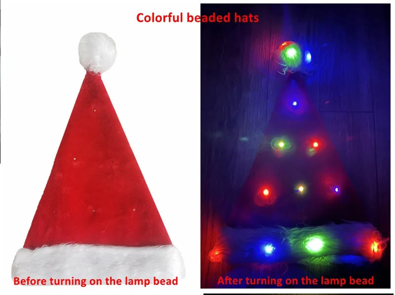 Christmas Hat LED Light Plush Decoration! P