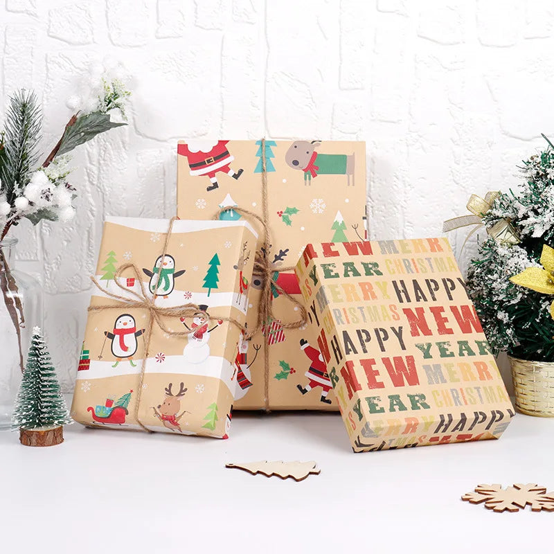 6pcs Christmas Gifts Gift Wrapping Paper Christmas Gifts Decoration Gift Paper Elk Snowflake Gift Packaging Box Wrapping