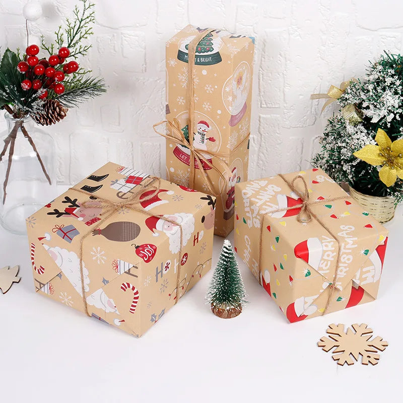 6pcs Christmas Gifts Gift Wrapping Paper Christmas Gifts Decoration Gift Paper Elk Snowflake Gift Packaging Box Wrapping