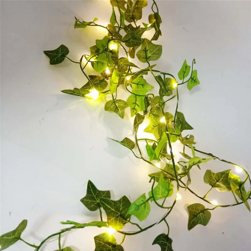 Flower Green Leaf String Lights Artificial Vine battery Powered Christmas Home Decor