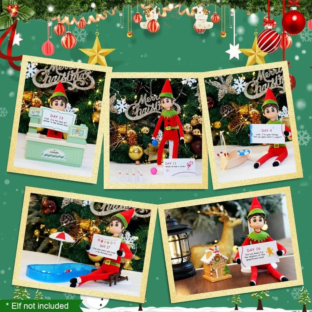 24-Day Christmas Elf Adventure Kit 2024 with 24 Days Christmas Elf Scenes Ideas