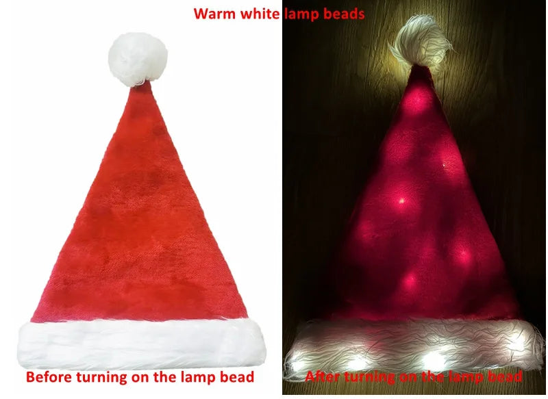 Christmas Hat LED Light Plush Decoration! P