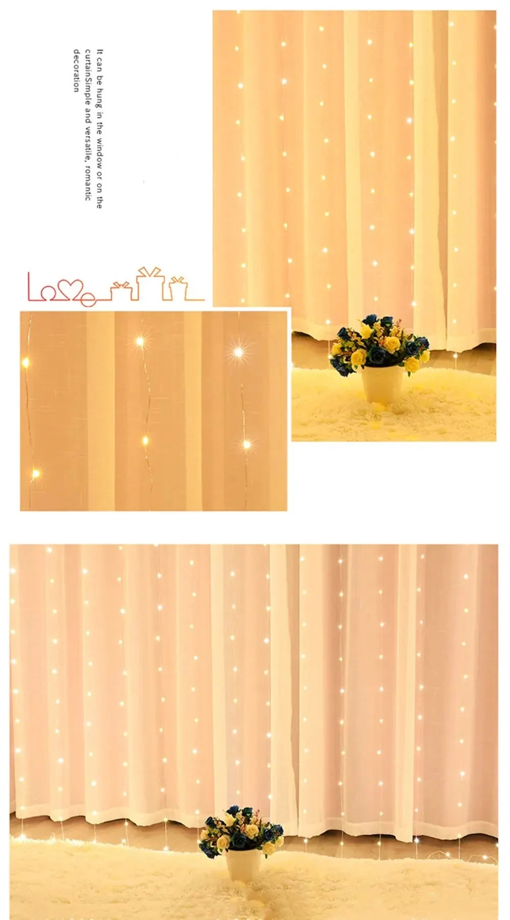 LED Curtain Lights Christmas Garland